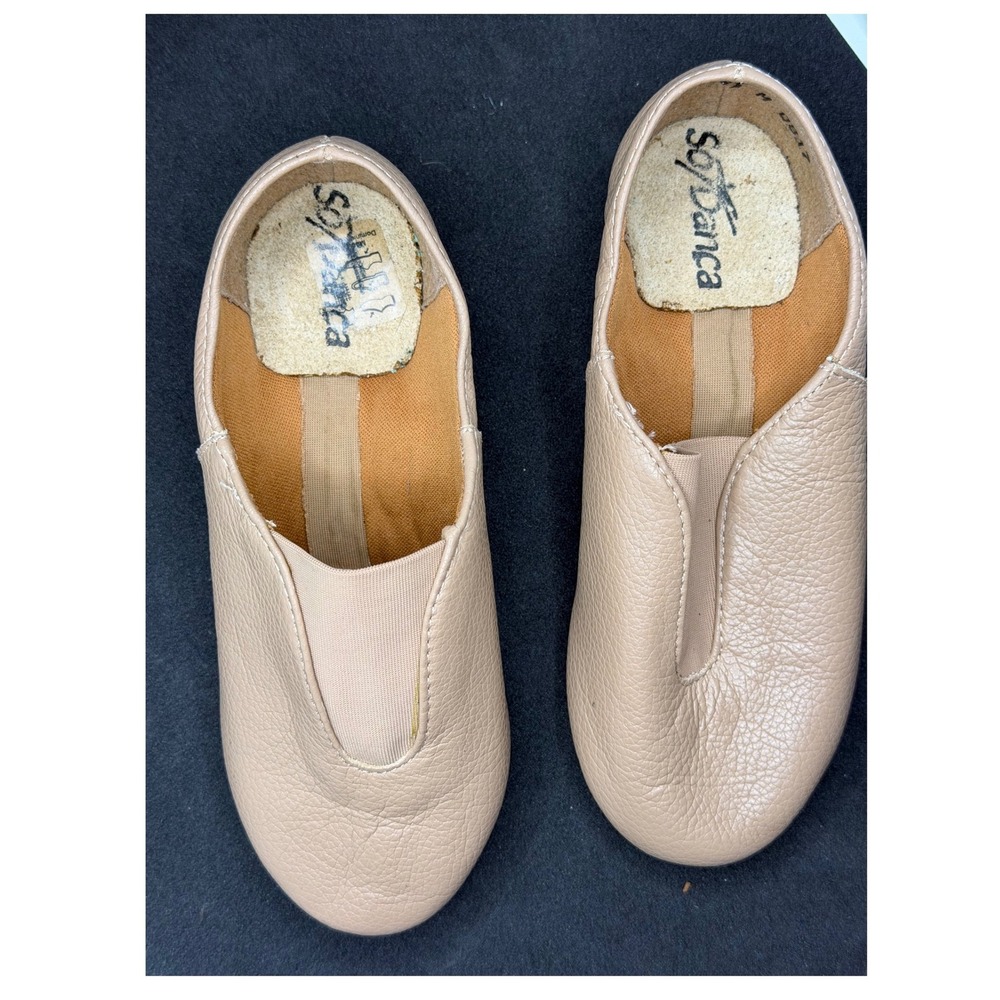 So Danca JZ77 Jazz Shoes girls 1.5M Tan Leather Split Sole‎ Slip On Good